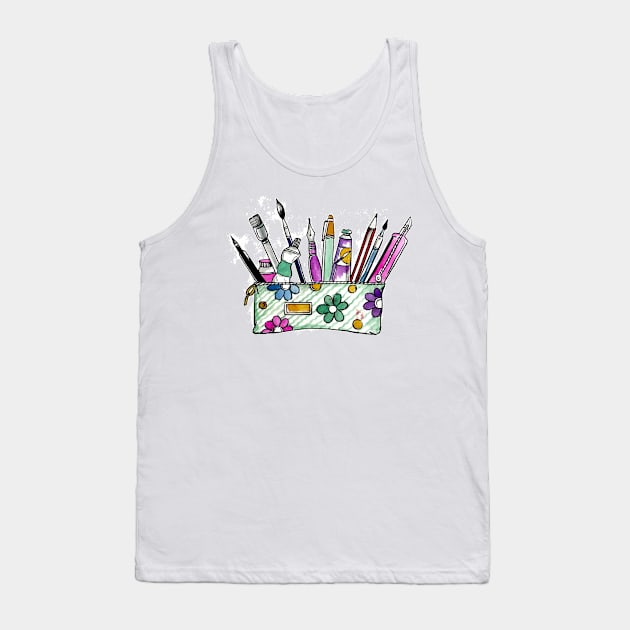 Brush Case Watercolor Tank Top by Mako Design 